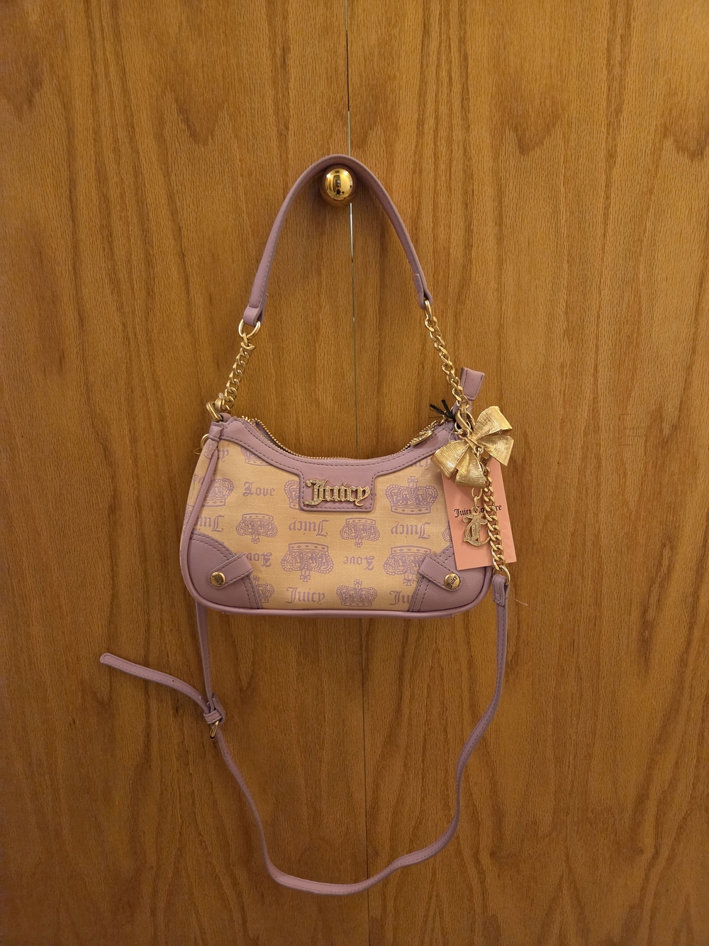 Juicy Couture  Lavender and Gold Logo Crossbody Bag